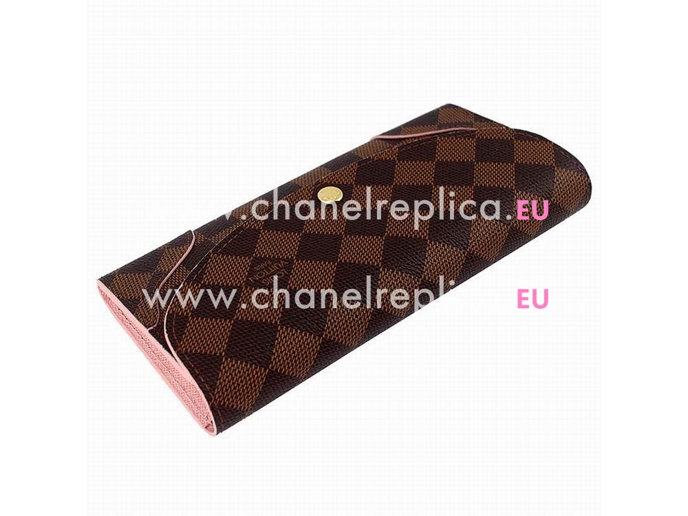 Louis Vuitton Damier Ebene Canvas Caissa Wallet Rose Ballerine N61227