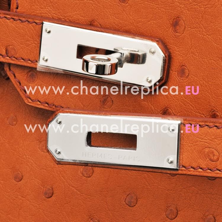 Hermes Birkin 30cm 35 Cognac Ostrich Palladium Handbag HB1030OST