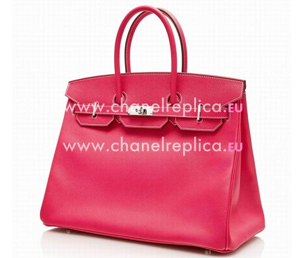 Hermes Birkin 35 Hot Pink Scheherazade Epsom Leather Palladium Hand Sew Handbag HB1035HPG