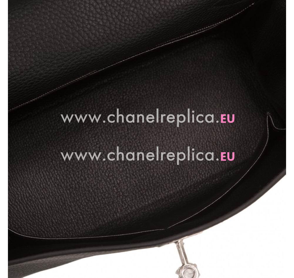 Hermes Kelly 28cm Black Clemence Leather Palladium Hardware Hand Sew Bag HK1028BCK