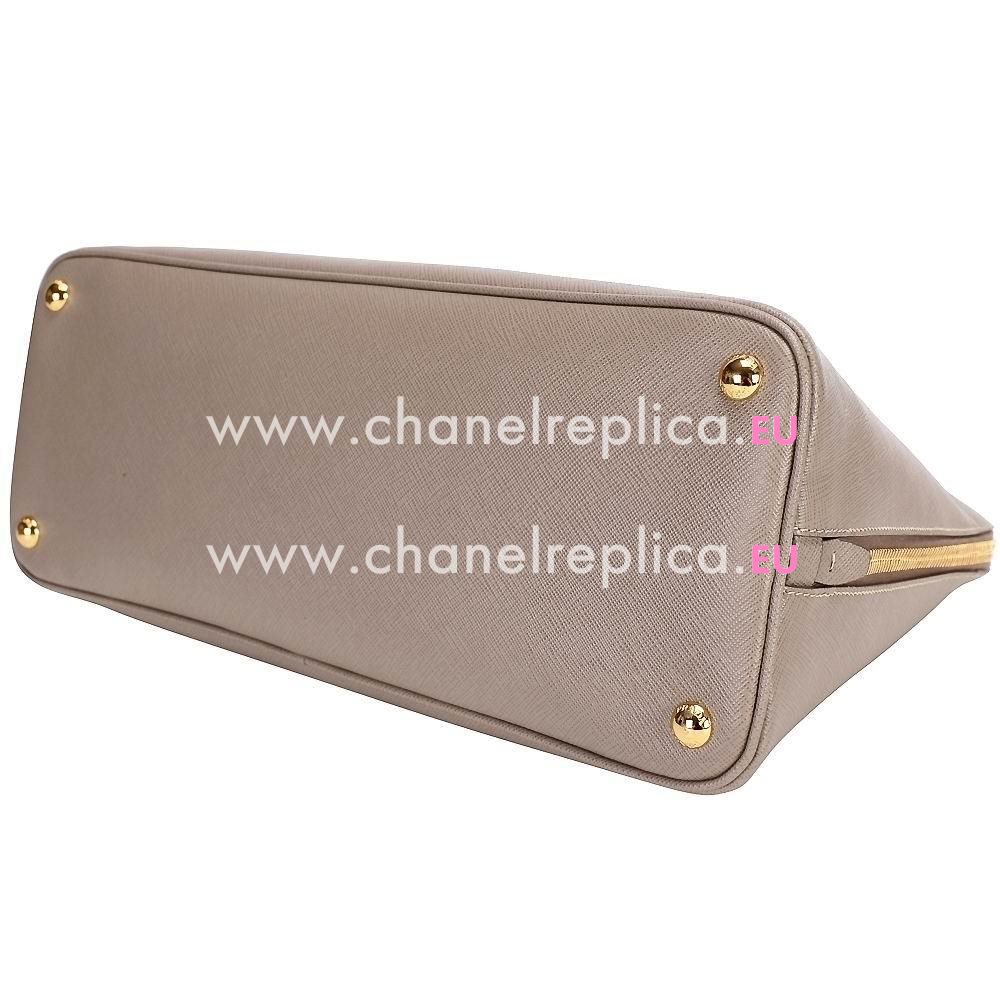 Prada Lux Saffiano Zipper Cowhide Handle Bag Gray PR5065382