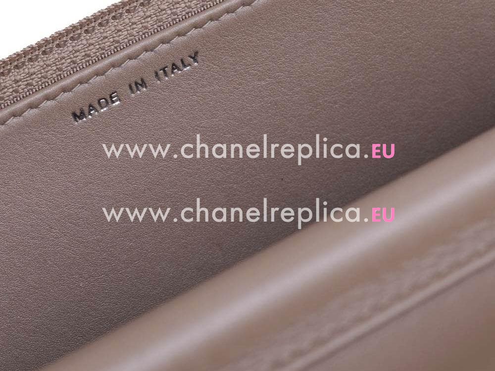 Chanel Lambskin Chevron Woc Bag Silver Chain Nude A59587