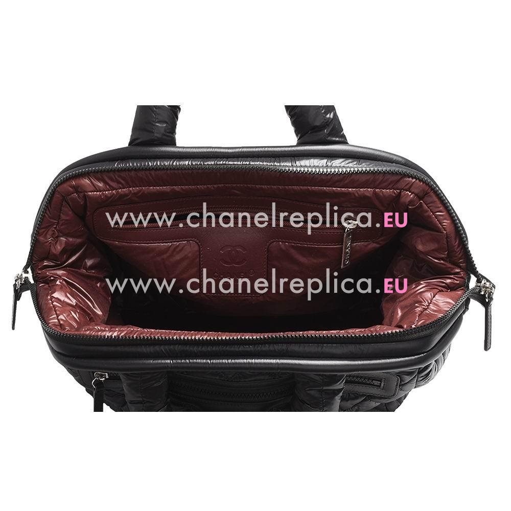 CHANEL Coco Cocoon Rhombic Nylon Bowling Bag in Black A6101901