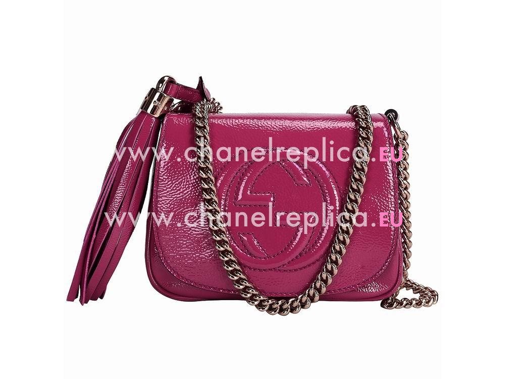 Gucci Soho GG Calfskin Patent Leather Bag Peach Red G509811