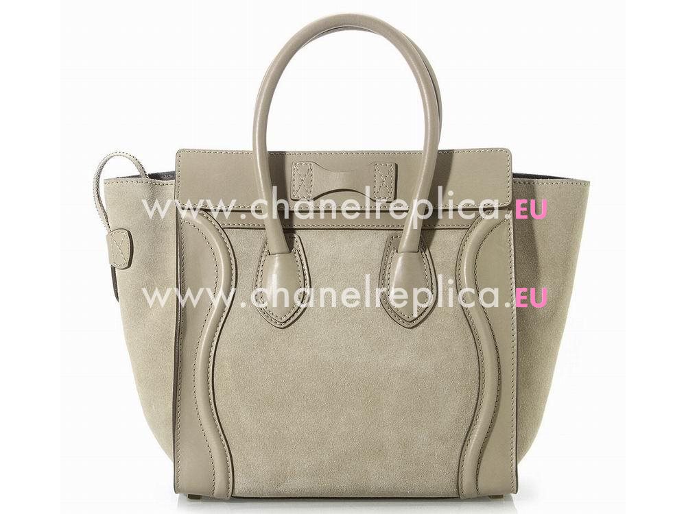 Celine Calfskin/Suede Nano Luggage Micro Mini Bag Gray CE14170