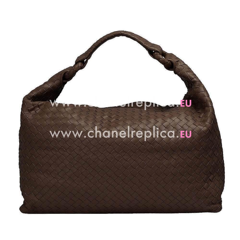 Bottega Veneta Classic Walnut Nappa Weave Shoulder Bag In Brown B6110603