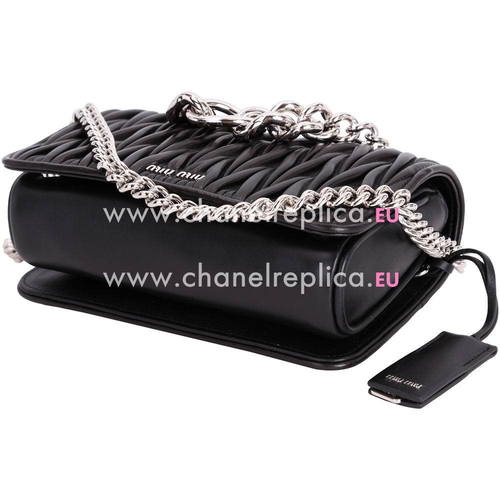 Miu Miu Matelasse Wrinkle Nappa Chain Shoulder Dinner Bag In Black M7042609