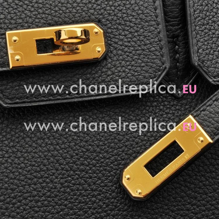 Hermes Birkin 25 Togo Leather 89 Noir Black Gold Hardware Hand Sew Bag HB1025TGG