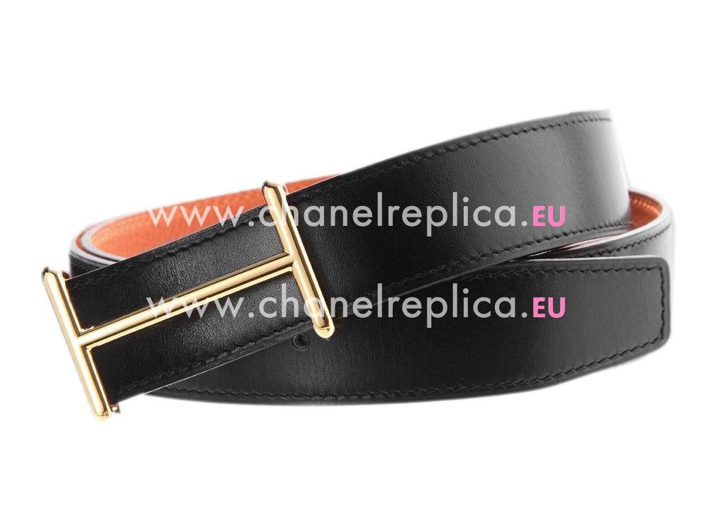 Hermes Idem Black-Orange Two-sided Belt H765890