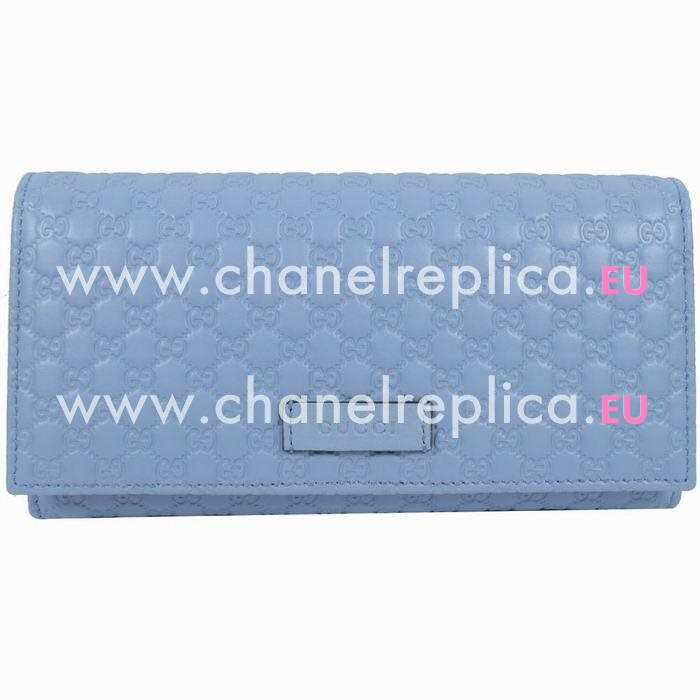 Gucci Classic GG Calfskin Zipper Wallet In Blue G7041111