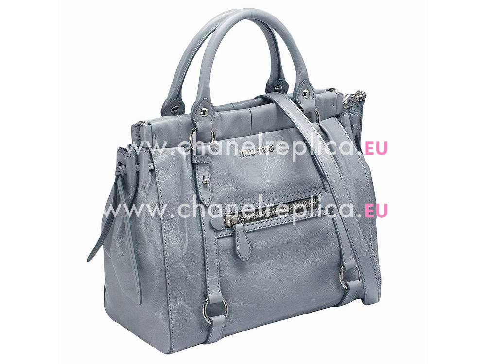 Miu Miu Vitello Lux Calfskin Shoulder Bag Deep Gray RN0954DG
