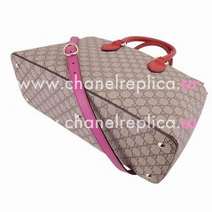 Gucci GG Supreme Calfskin PVC Shoulder/Handle Bag In Khaki Red G559458