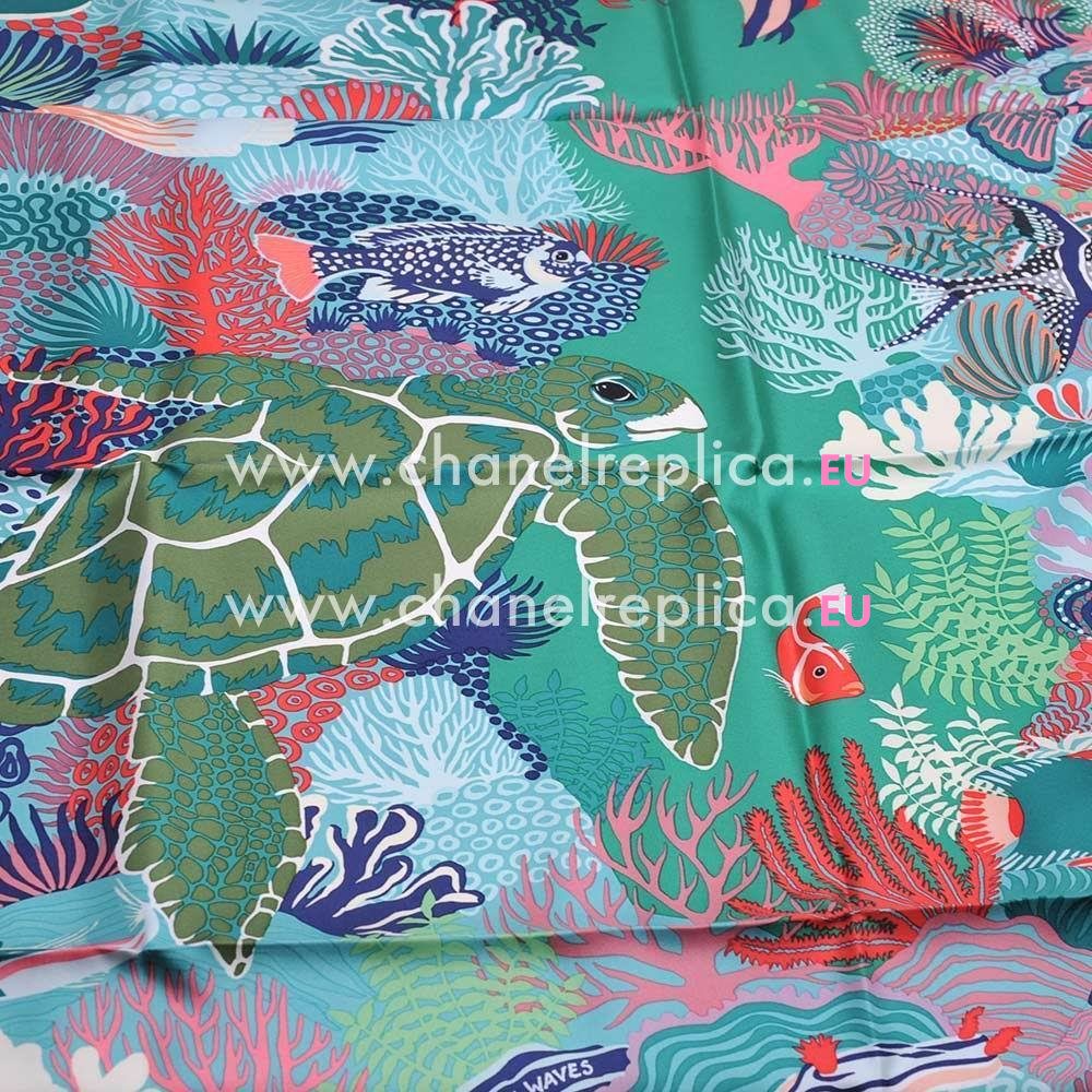 Hermes Sea World Silk Scarf Sky Blue H6102842