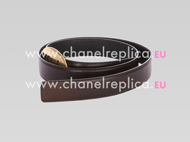 YSL Belt In Coffee Cowhide With Gold Buckle YSL187699