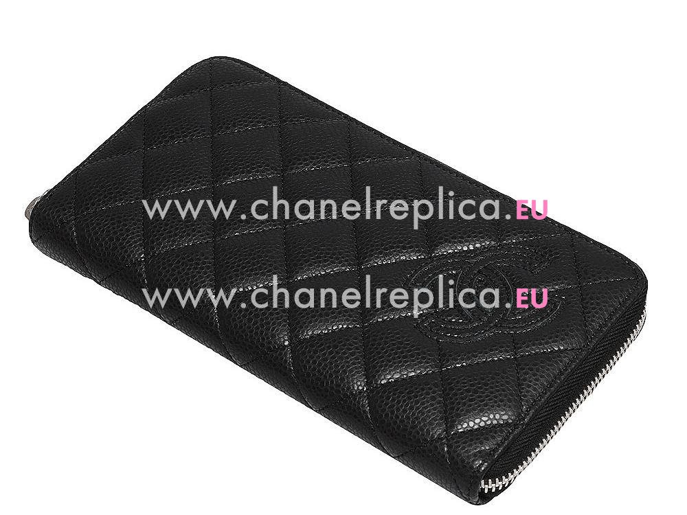 Chanel Caviar CC Logo Long Wallet In Black C57877