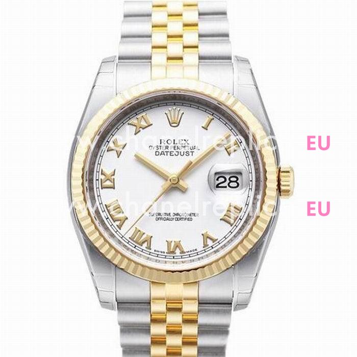 Rolex Datejust Automatic 37mm 18K Gold Stainless Steel Watch White R116233-7