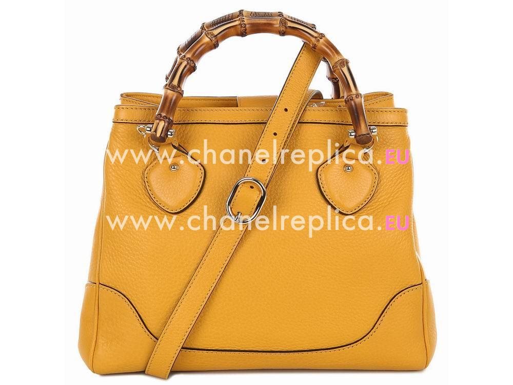 Gucci Bamboo Calfskin Handle Bag In Yellow G308360