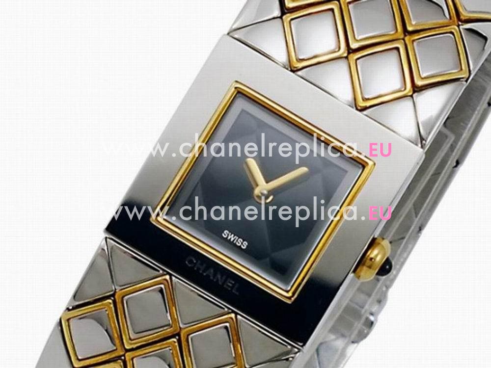 Chanel Matelasse Quartz Black Dial Ladies Watch H0475