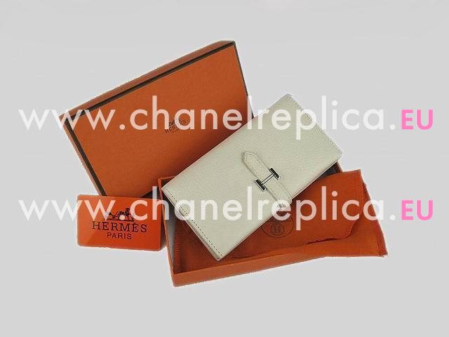 Hermes Dogon Clemence Leather Wallet Off-white H0005M