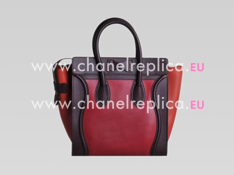 Celine Calfskin Nano Luggage In Coffee/Hot Pink CE473818