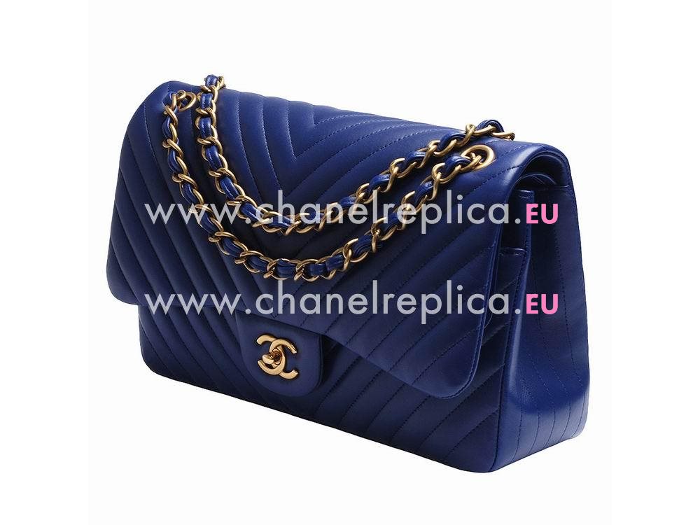 Chanel Chevron Boy Shopping Bag Electric Arc Lighting Blue A599358