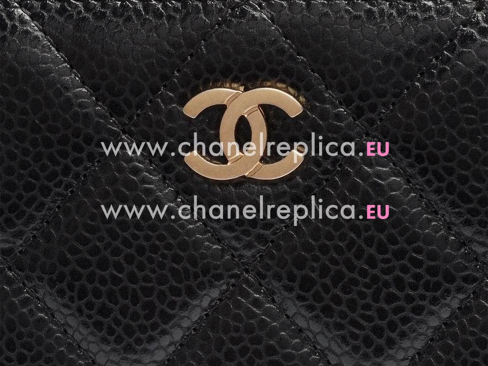 Chanel Caviar Gold CC Zippy Wallet Black A888150