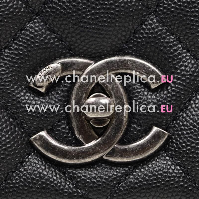 Chanel Coco Handle Anti-Silvety Hardware Rhombic Cowhide Bag Black/Purple A92991CBLKLIZ
