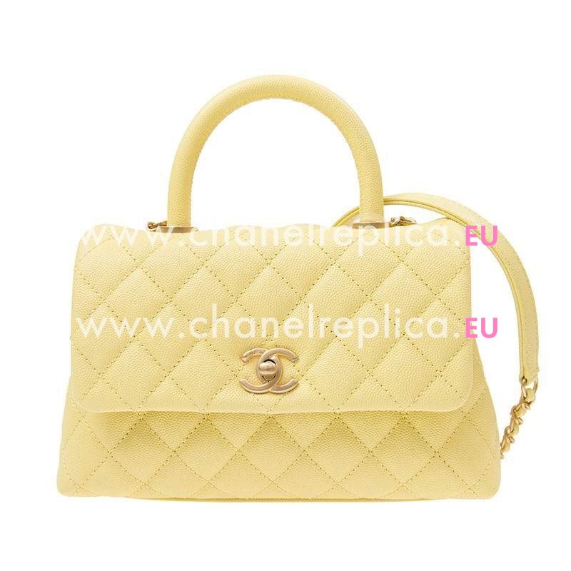 Chanel Coco Handle Cowhide Anti-silver Chain Trapezoid Shoudbag Yellow A92990CYELGP