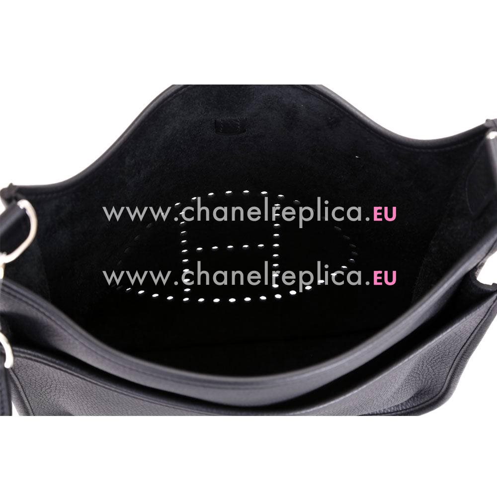 Hermes Garden Evelyne 3 Calfskin Cavity H Shoulder bag Black H7041904