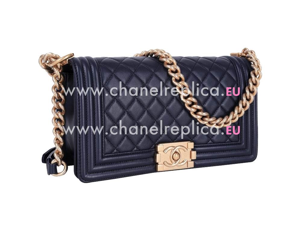 Chanel Lambskin Boy Chain Bag Deep Blue A249779