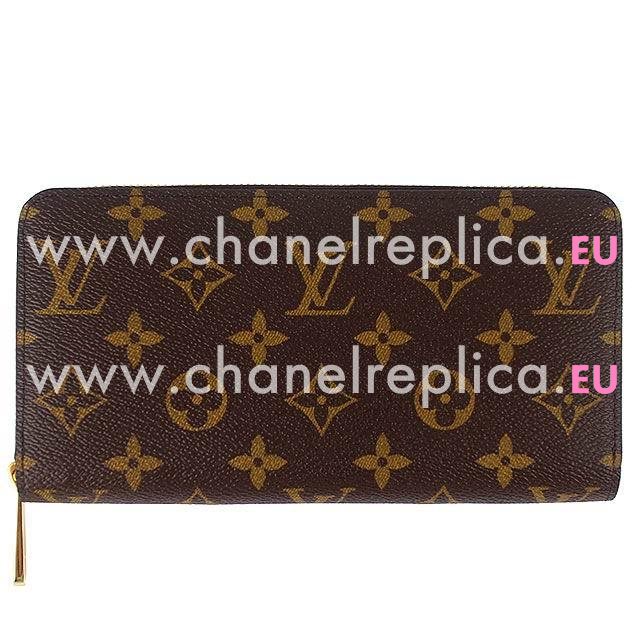 Louis Vuitton Classic Monogram Canvas Zipper Wallet Rose Ballerine M41894