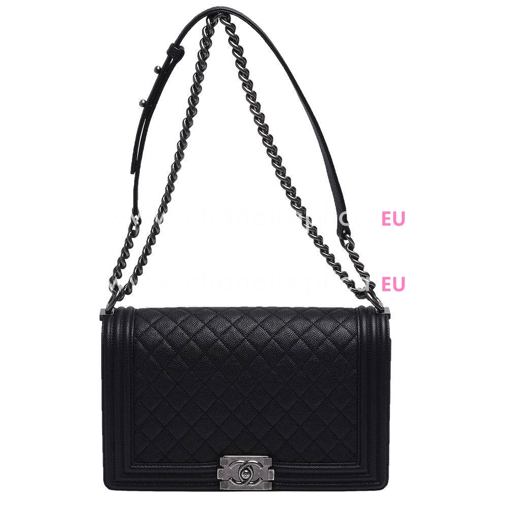 Chanel Caviar Anti-Silver Chain 28cm Boy Bag Black A566481D