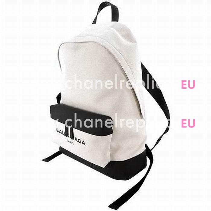 Balenciaga Navy Canvas Zipper Backpack Beige Black B6112208