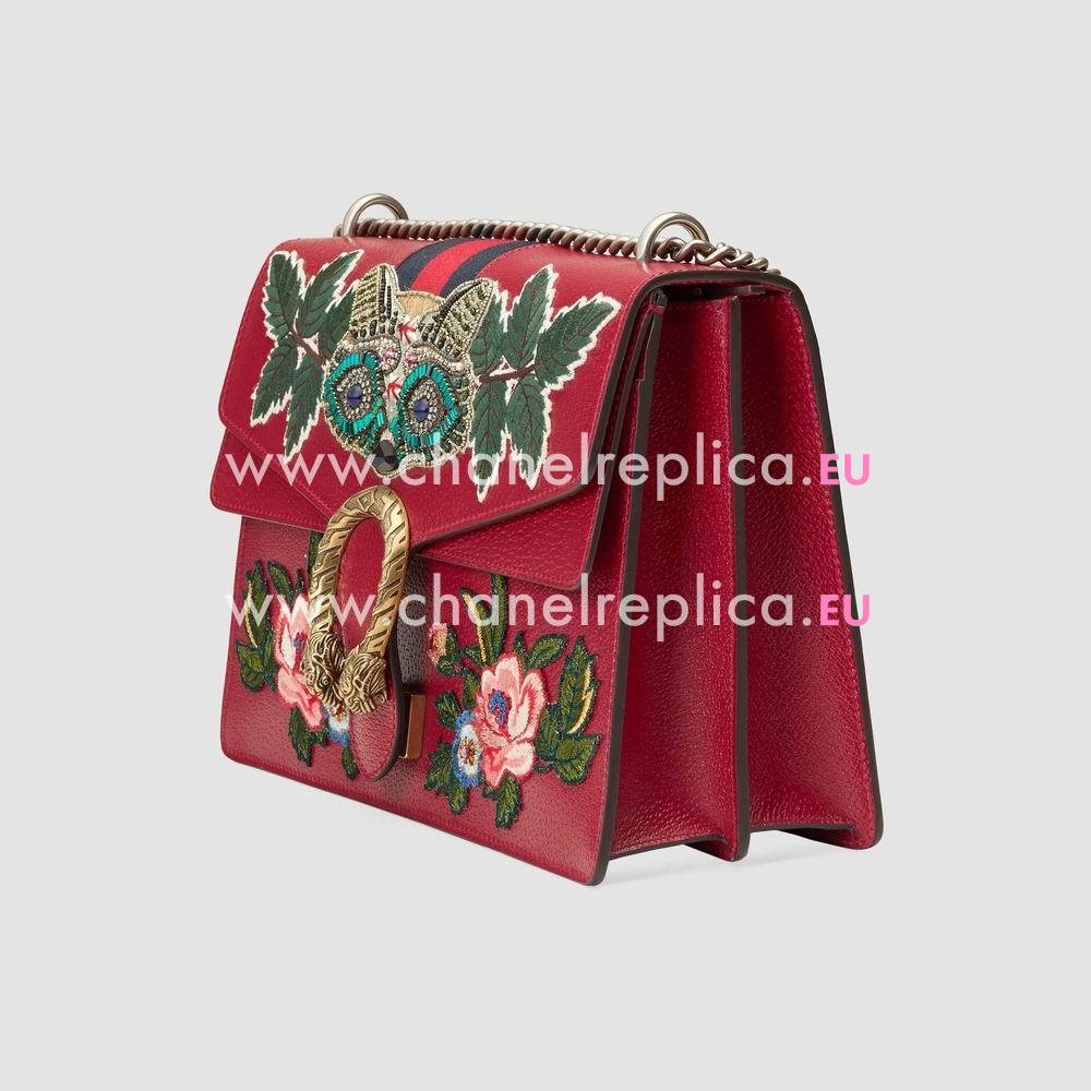 Gucci Dionysus embroidered leather shoulder bag Red 400235 CWICX 8441