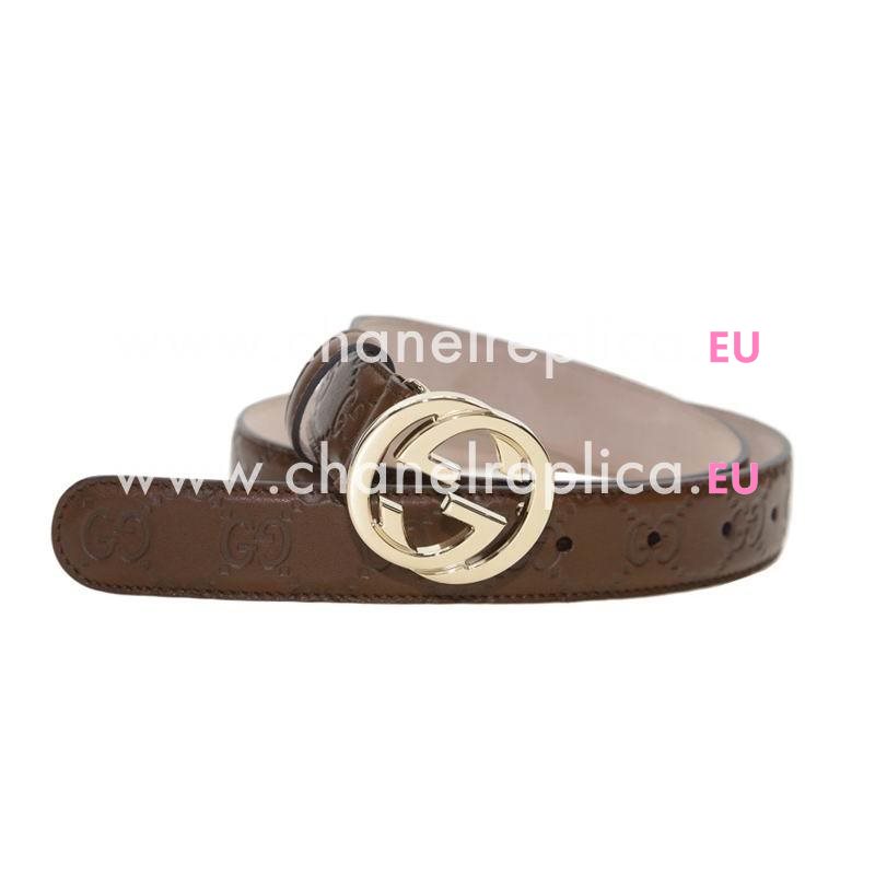 Gucci Cowhide Leather Gold Buckle Light Coffee 114874AA61G