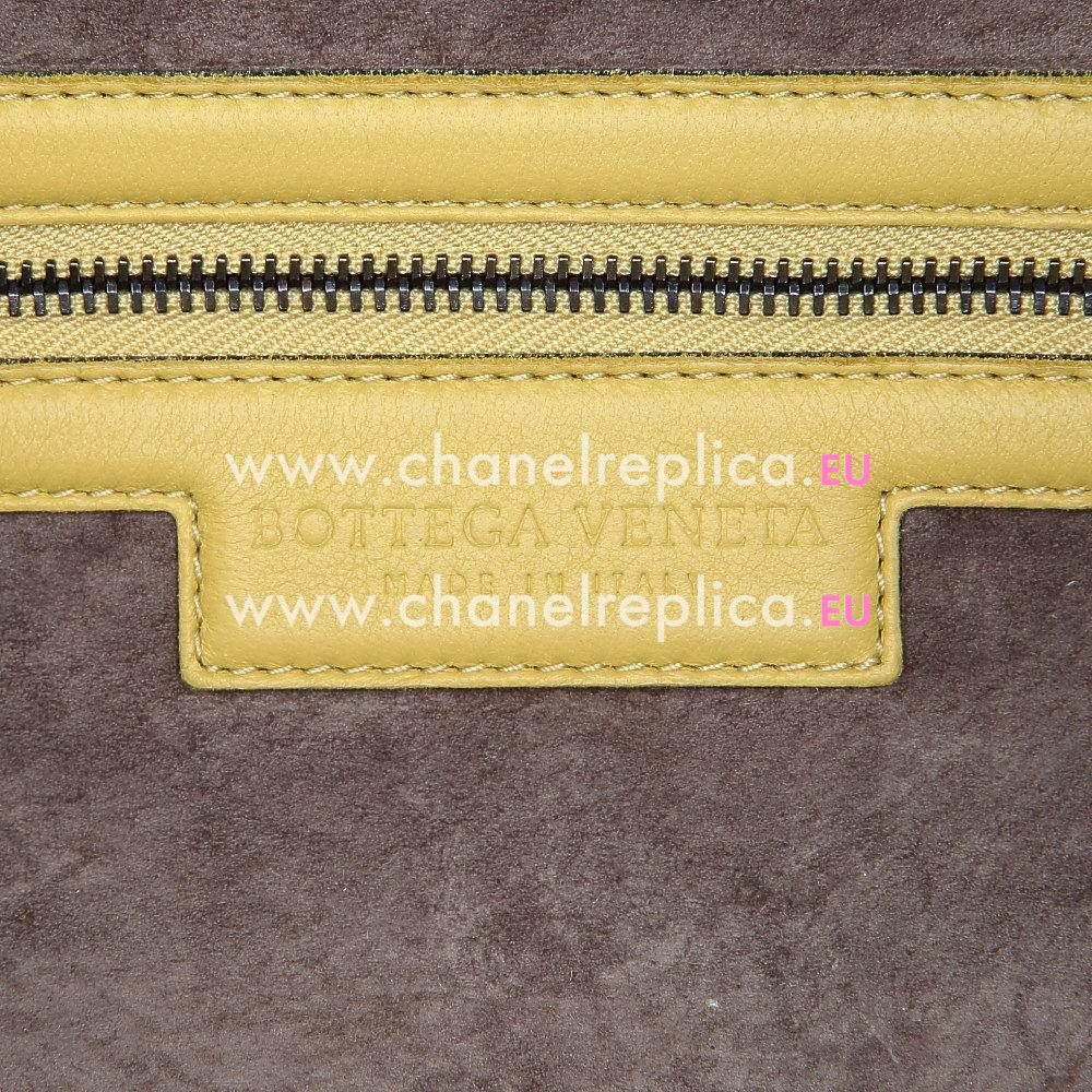 Bottega Veneta Classic Nappa Leather Zipper Woven Bag Yellow B5642203