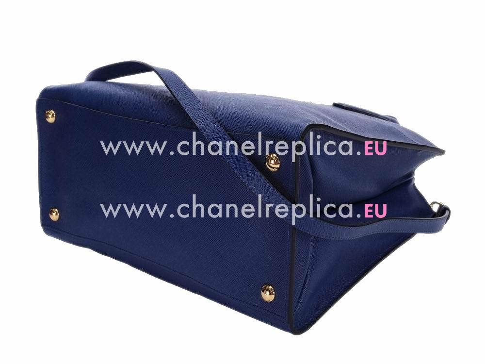 Prada Soft Saffiano Triangle Logo Bag Dark Blue P467940