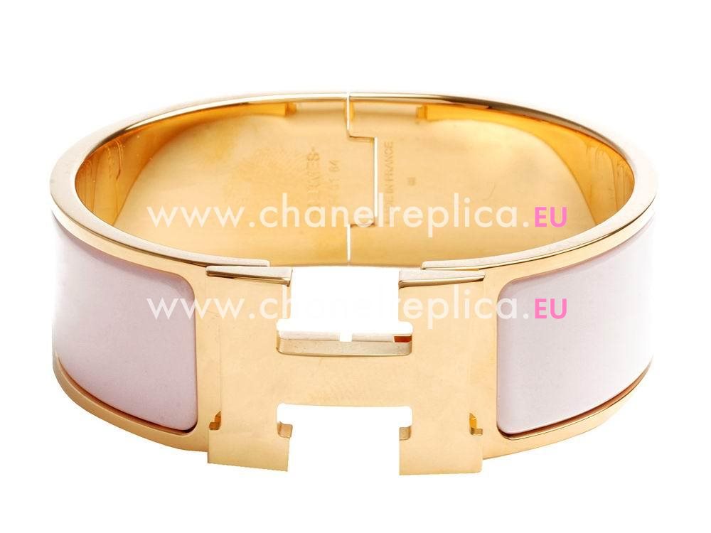 Hermes Click H Logo Enamelled Bracelet PM Rose Pink/Gold HE58081