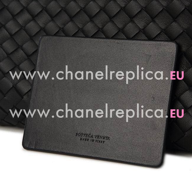 Bottega Veneta Classic Nappa Leather Zipper Woven Bag Black B5660826