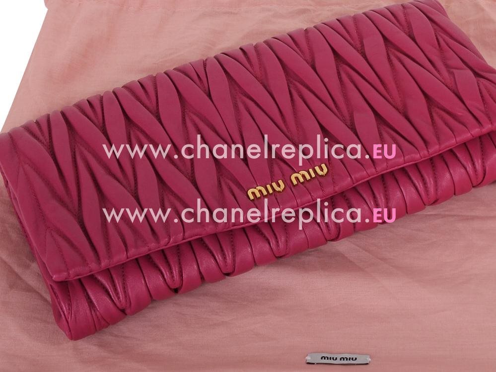 Miu Miu Matelassé Lux Nappa In Red Clutch RP0346