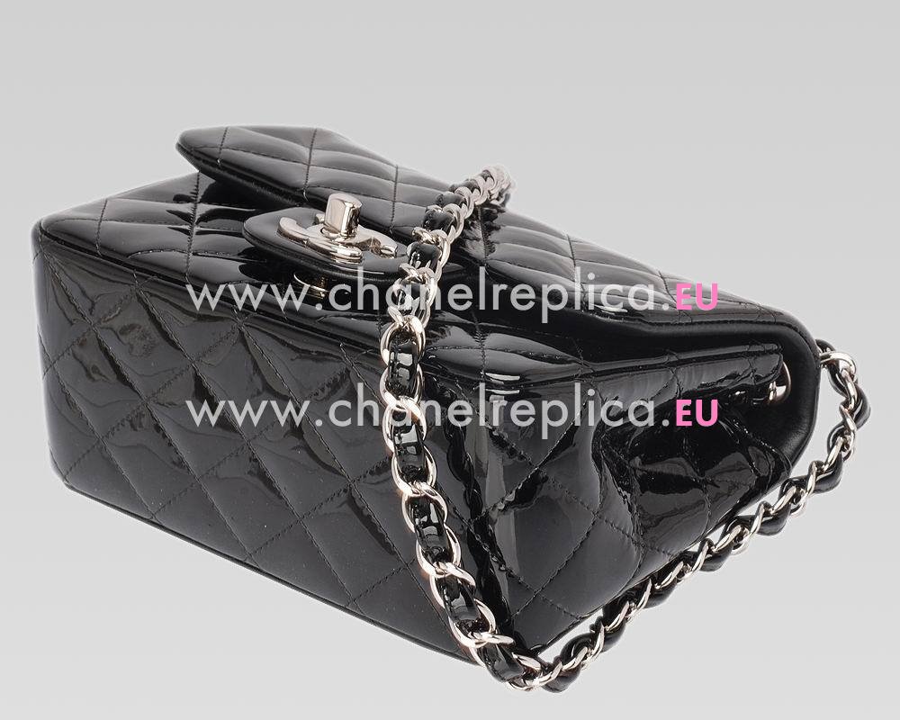 Chanel Patent Mini Coco Bag In Black silver A4571128