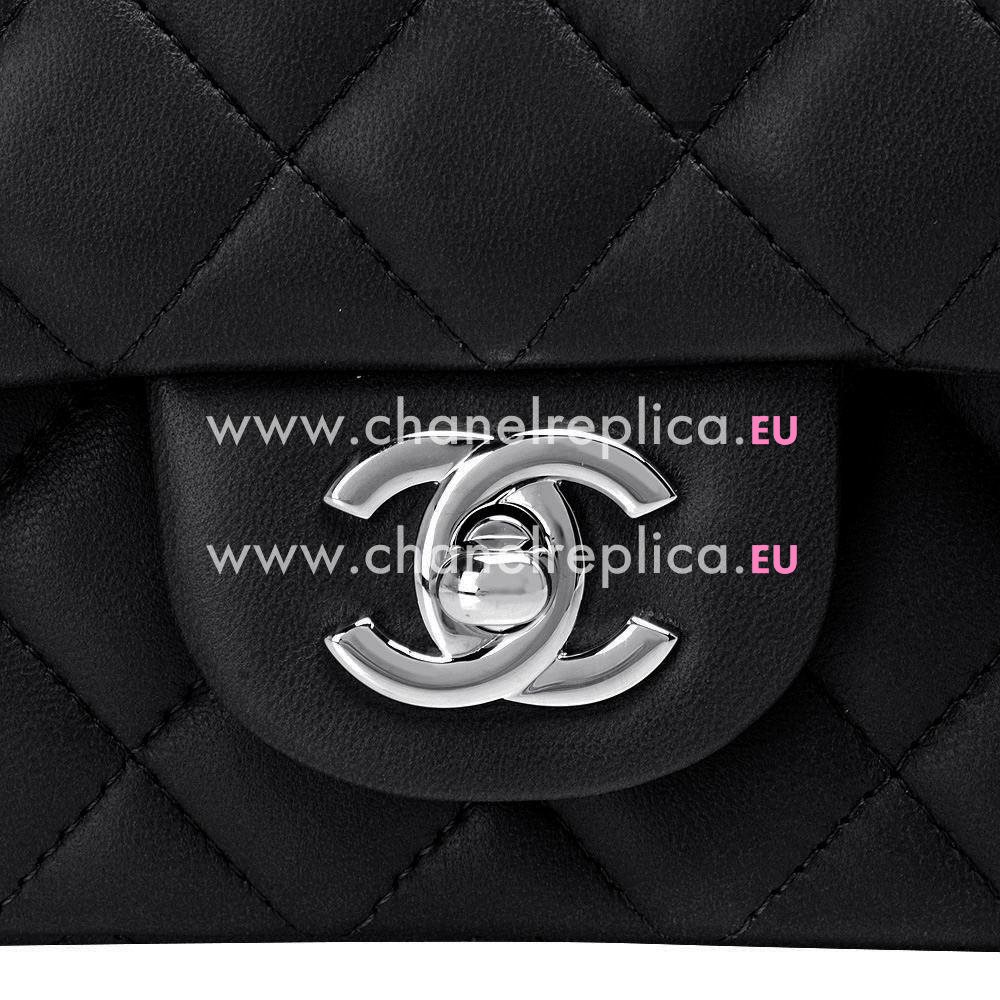 CHANEL Mini Coco Silvery Hardware Rhombic Lambskin Bag in Black A705065