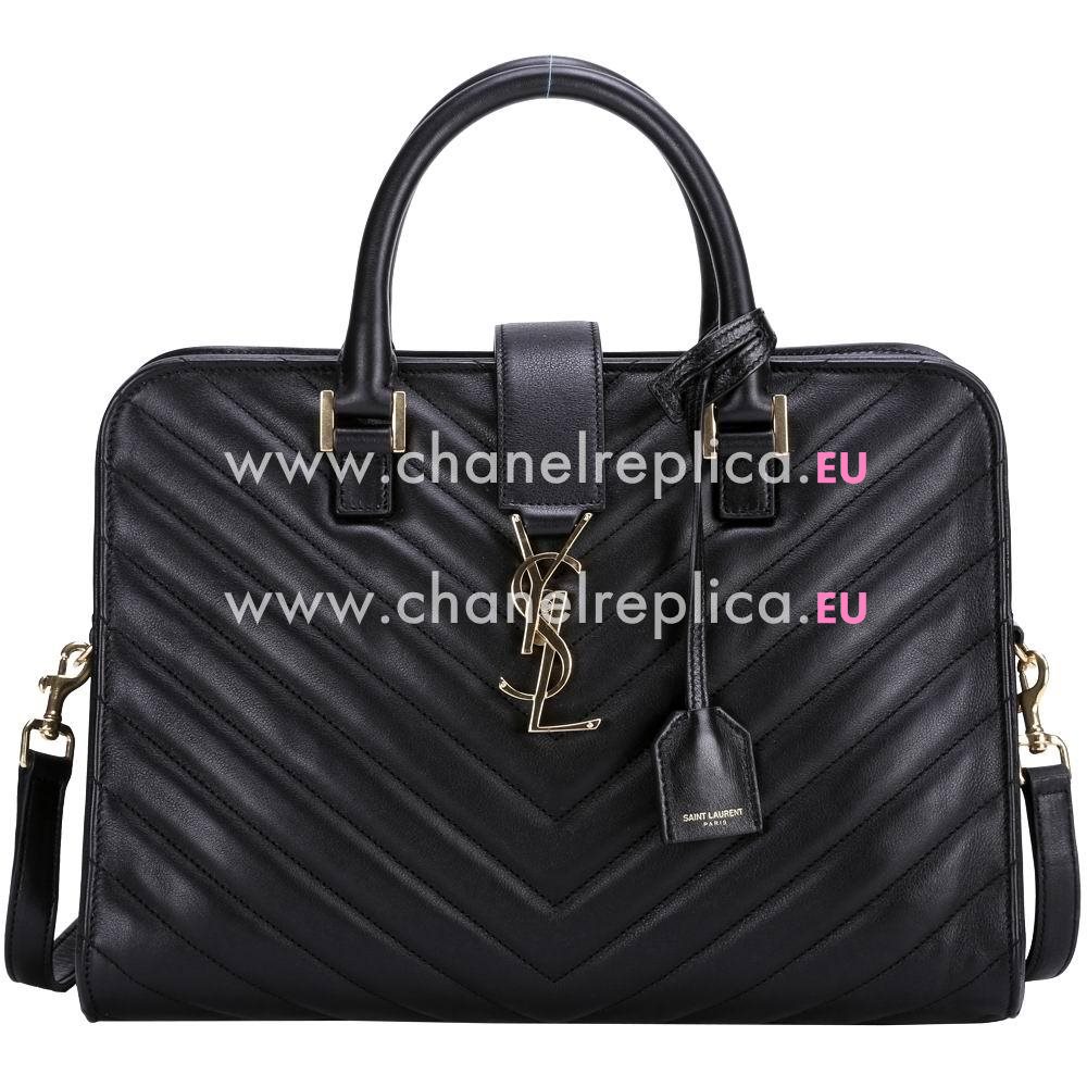 YSL Saint Laurent Cabas Monogram YSL Calfskin Bag In Black YSL5676031