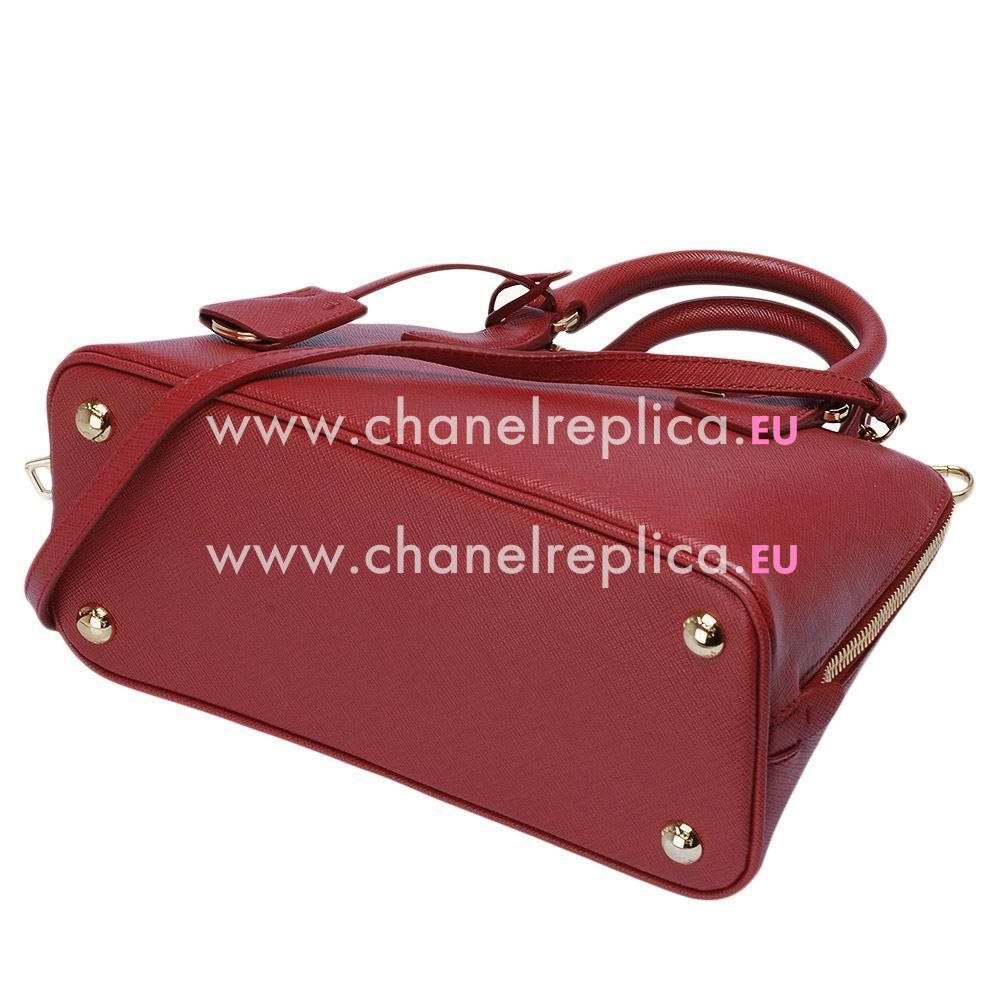 Prada Lux Saffiano Classic Triangle Logo Cowhide Handle/Shoulder Bag Burgundy PR5318079