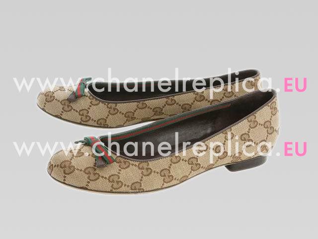 Gucci Tan/Light Splash GG Patent Horsebit Bow Flats 317911