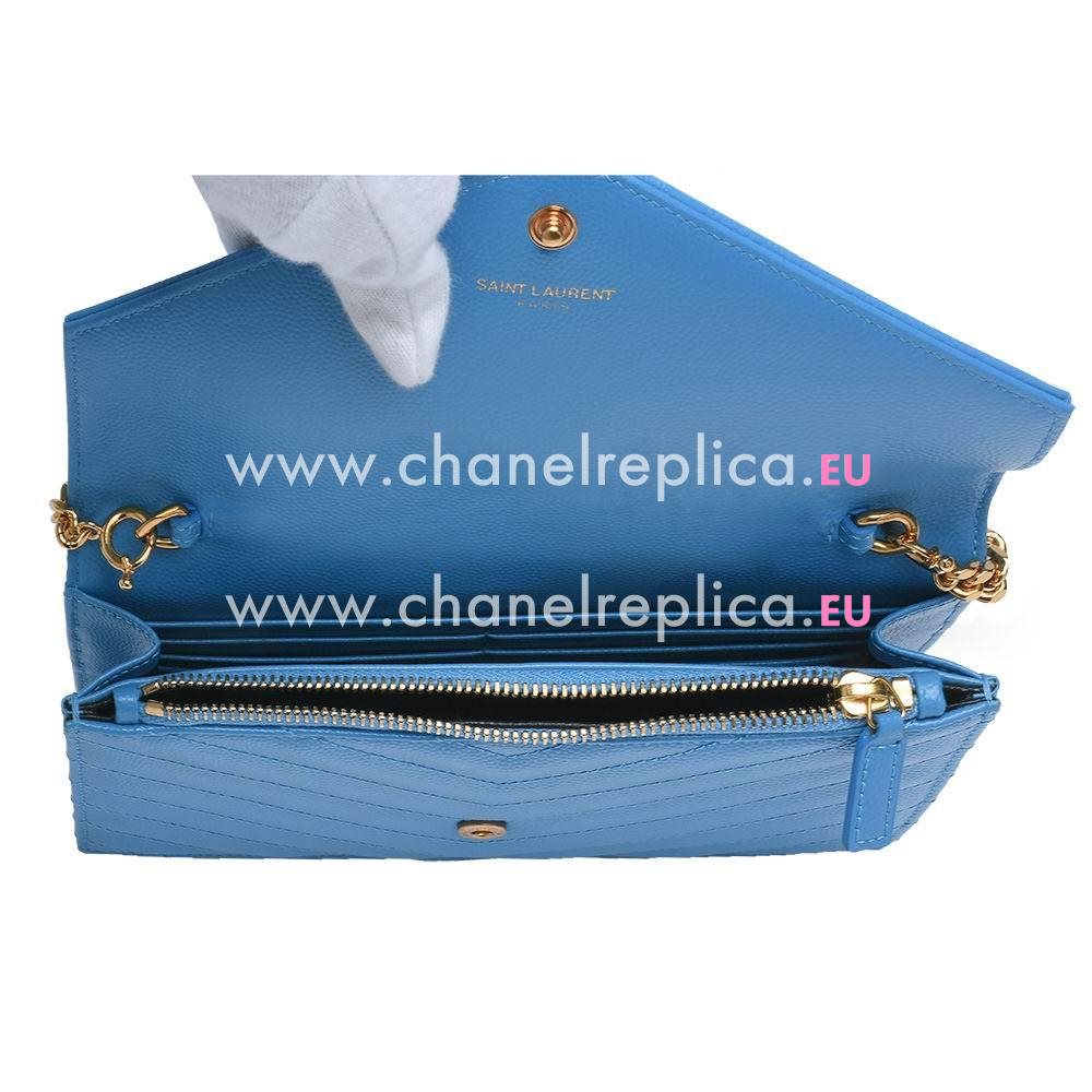 YSL Saint Laurent Monogram YSL Logo Caviar Calfskin Bag Sky Blue Y6113011