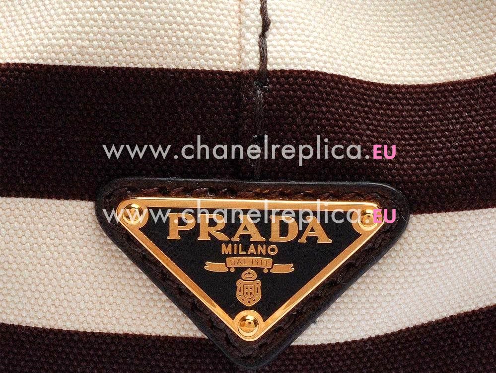 Prada Denim Canapa Stampata Triangle Logo Small Bag Brown BN58890