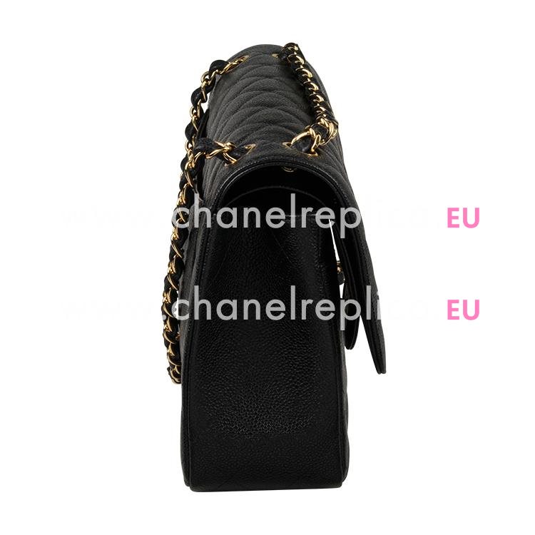 Chanel Caviar Jumbo Double Flap Bag Black(Gold) A58600DG