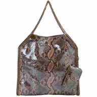Stella McCartney Falabella Large Tote Gold Chain Bag Shiny Snake Coffee S844833