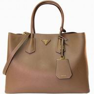 Prada Saffiano Cuir Large Double Tote Bag Brown B2756T-2A4A-F0401